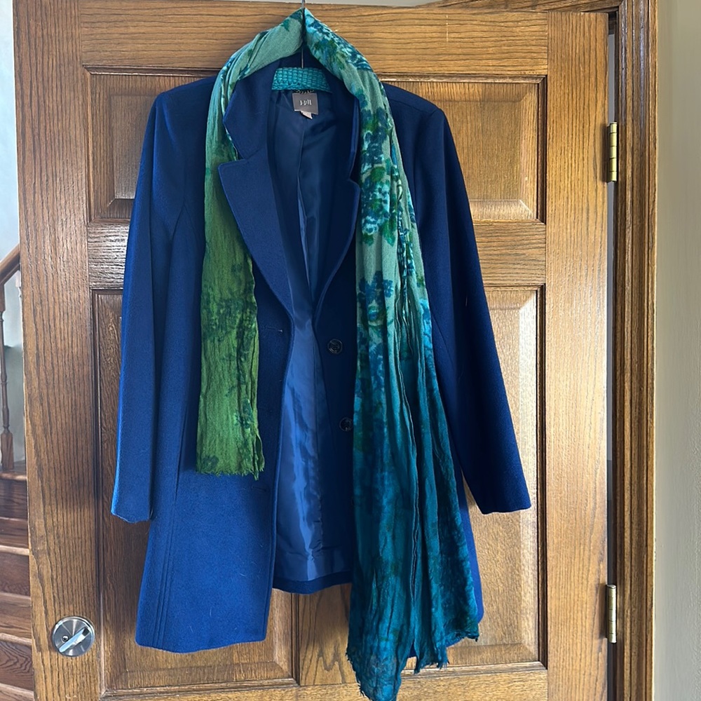 EUC J Jill blue jacket and scarf